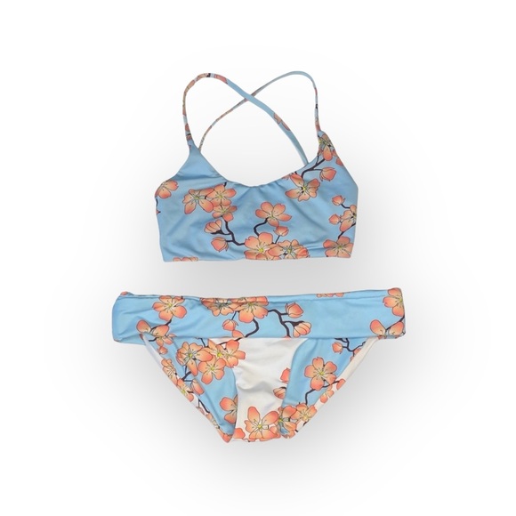 new Submarine ❤︎ Highs + Lows Print Bikini Set ❤︎ Cherry Blossom on Baby Blue - Picture 5 of 16